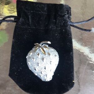 Elegant Silver Strawberry Brooch